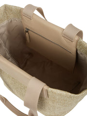 Calvin klein iso raffia punottu olkalaukku beige vaalea