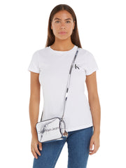 Calvin klein jeans sculpted hopea kameralaukku olkalaukku peilipinta
