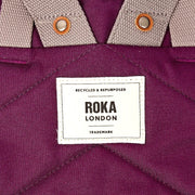 Roka London Finchley pieni reppu Cherry Lacquer violetti logo