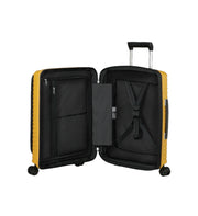 keltainen Samsonite lentolaukku upscape etutasku