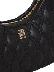 tommy hilfiger refined musta tikkikuvioitu olkalaukku 